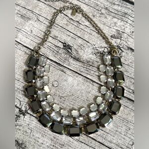 Statement necklace. Beautiful silver and black rhinestones